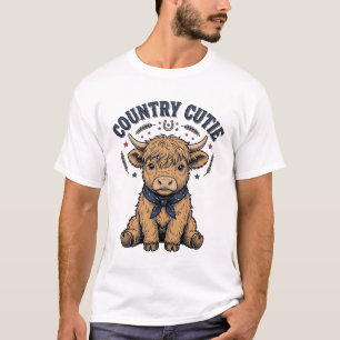 Patriotisk Highland Ko Landsbygd Söt Vintage Konst T Shirt