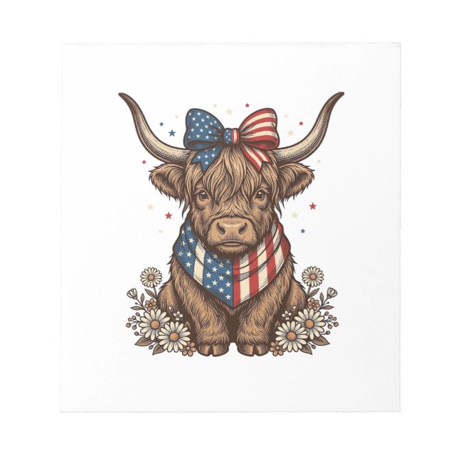 Patriotisk Highland Ko Vintage Anteckningsblock (Framsida)