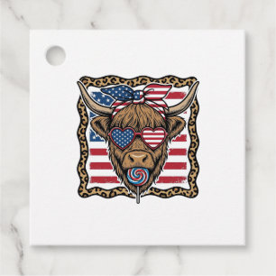 Patriotisk Highland Ko Vintage Flagg Grafisk_1 Gåvor Etiketter