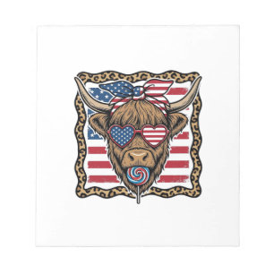 Patriotisk Highland Ko Vintage Flagga Grafik_1 Anteckningsblock