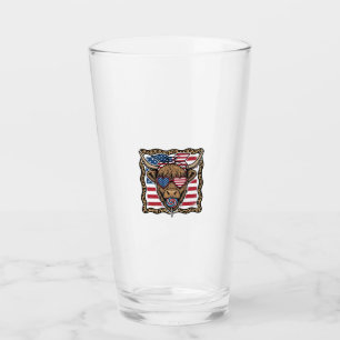 Patriotisk Highland Ko Vintage Flagga Grafik_1 Glaskopp