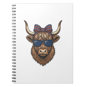 Patriotisk Highland Ko Vintage Gravyr Design_1 Anteckningsbok