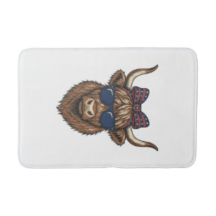 Patriotisk Highland Ko Vintage Gravyr Design_1 Badrumsmatta