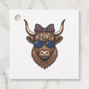 Patriotisk Highland Ko Vintage Gravyr Design_1 Gåvor Etiketter