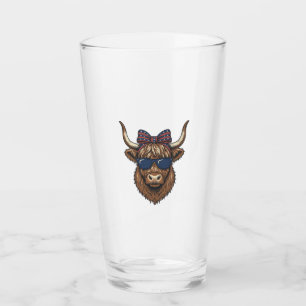 Patriotisk Highland Ko Vintage Gravyr Design_1 Glaskopp