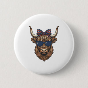 Patriotisk Highland Ko Vintage Gravyr Design_1 Knapp