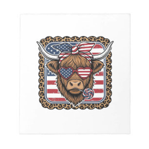 Patriotisk Highland Ko Vintage Gravyr Design (2 Anteckningsblock