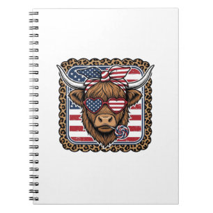 Patriotisk Highland Ko Vintage Gravyr Design (2 Anteckningsbok