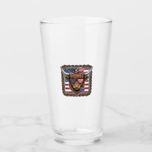 Patriotisk Highland Ko Vintage Gravyr Design (2 Glaskopp