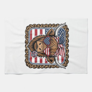 Patriotisk Highland Ko Vintage Gravyr Design (2 Kökshandduk