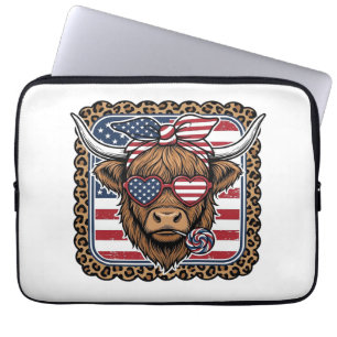 Patriotisk Highland Ko Vintage Gravyr Design (2 Laptop Fodral