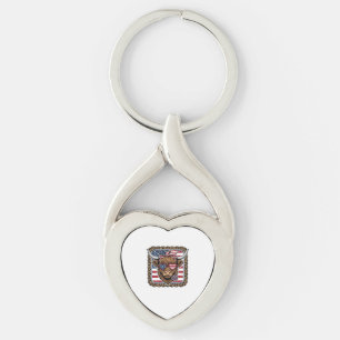 Patriotisk Highland Ko Vintage Gravyr Design (2 Twisted Heart Silverfärgad Nyckelring