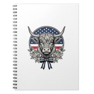 Patriotisk Highland Ko Vintage Gravyr Konst_1 Anteckningsbok