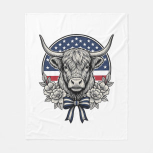 Patriotisk Highland Ko Vintage Gravyr Konst_1 Fleecefilt