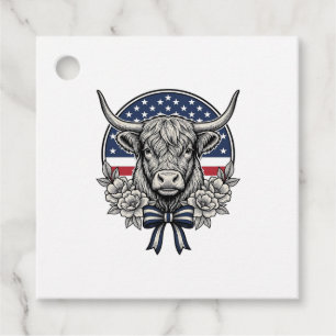 Patriotisk Highland Ko Vintage Gravyr Konst_1 Gåvor Etiketter