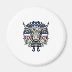 Patriotisk Highland Ko Vintage Gravyr Konst_1 Magnet