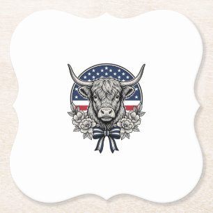 Patriotisk Highland Ko Vintage Gravyr Konst_1 Underlägg Papper