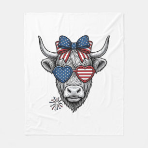 Patriotisk Highland Ko Vintage Gravyr T-Shirt_1 Fleecefilt