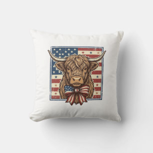 Patriotisk Highland Ko Vintage Gravyr T-Shirt Des Kudde