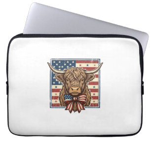 Patriotisk Highland Ko Vintage Gravyr T-Shirt Des Laptop Fodral