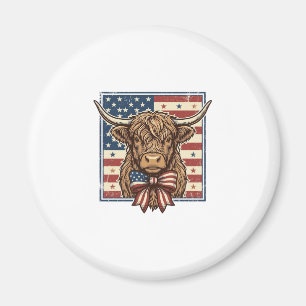 Patriotisk Highland Ko Vintage Gravyr T-Shirt Des Magnet