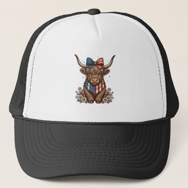 Patriotisk Highland Ko Vintage Keps (Framsida)