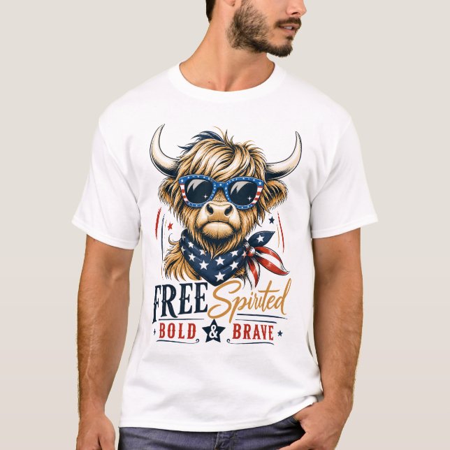Patriotisk Highlandko Vintagefrihet T Shirt (Framsida)