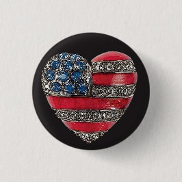 Patriotisk hjärta~ knäppas amerikanska flaggan knapp