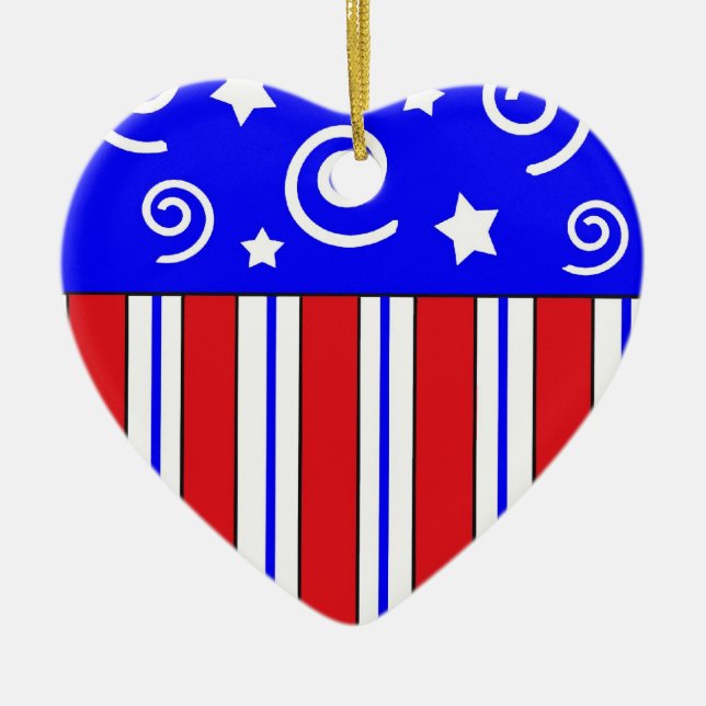 Patriotisk hjärtajulprydnad julgransprydnad keramik (Framsidan)