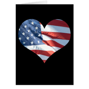 Patriotisk hjärtformade amerikanska flaggan hälsningskort