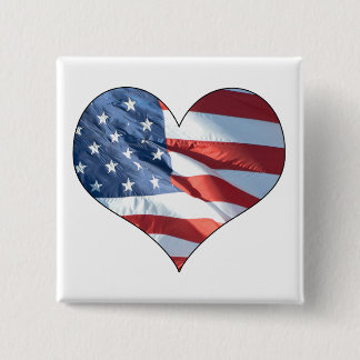 Patriotisk hjärtformade amerikanska flaggan knapp