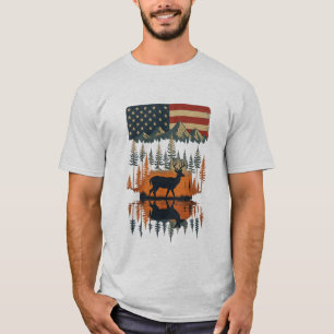 Patriotisk hjort amerikansk vildmark oberoende t shirt
