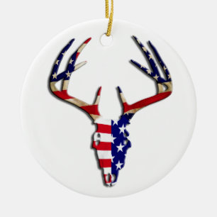Patriotisk hjortjaktskalle julgransprydnad keramik
