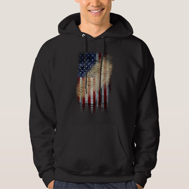 Patriotisk Hoodie oss folket amerikanska flaggan (Framsida)