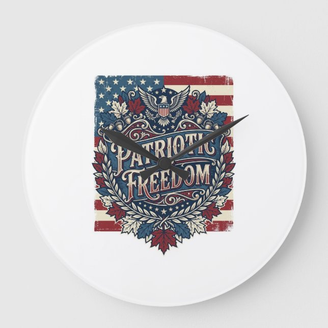 Patriotisk höstlöv Vektor Grafisk T-shirt Stor Klocka (Framsida)