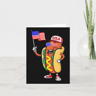 Patriotisk Hot Dog Amerikansk Flagga Usa Rolig 4:e Kort