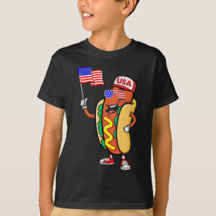 Patriotisk Hot Dog Amerikansk Flagga Usa Rolig 4:e T Shirt