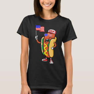 Patriotisk Hot Dog Amerikansk Flagga Usa Rolig 4:e T Shirt