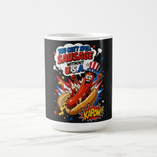 Patriotisk Hot Dog USA Pop Art - Kul 4:e Juli Kaffemugg