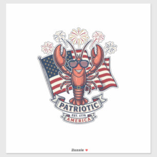 Patriotisk Hummer Flagga Vintage Gravyr T-Shirt_1 Klistermärken