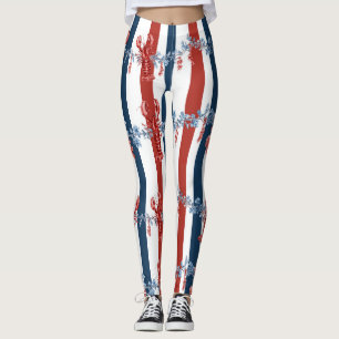 Patriotisk Hummer Röd Vit Blå Stjärnor (4) Leggings