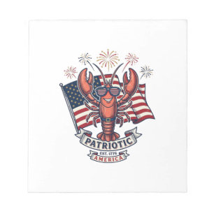 Patriotisk hummerflagga vintage gravyr t-shirt_1 anteckningsblock
