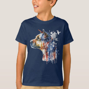Patriotisk Hund Akvarell Amerikansk Vakthund från  T Shirt
