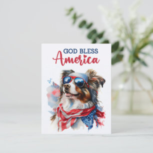 Patriotisk hund-Australian Shepherd 4 juli-kort Julkort