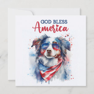 Patriotisk hund-Australian Shepherd 4 juli-kort Julkort