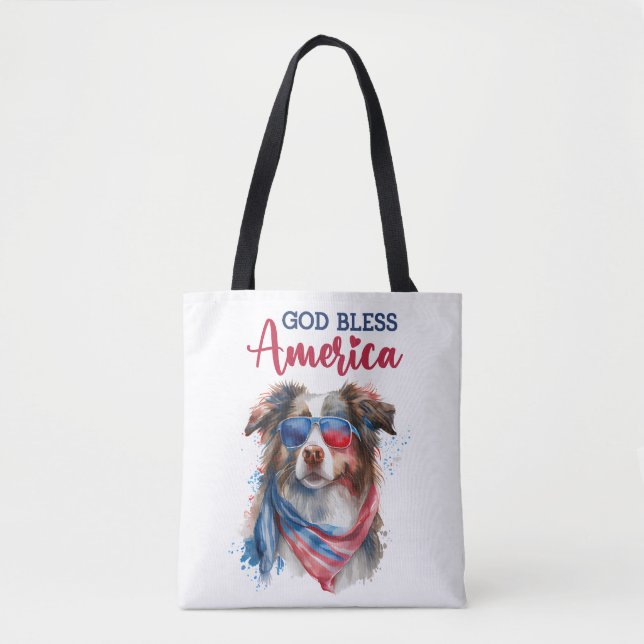 Patriotisk hund-Australian Shepherd Tygkasse (Framsida)