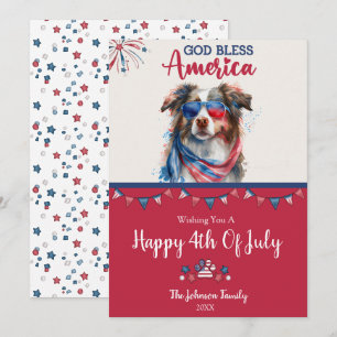 Patriotisk hund-australisk herde 4 juli-kort kort