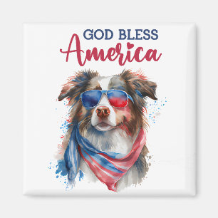 Patriotisk hund-australisk herdehund magnet