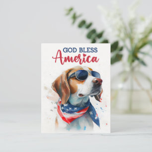 Patriotisk hund-beagle 4 juli-kort julkort