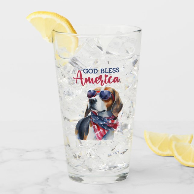 Patriotisk hund-Beagle Glaskopp (Framsida Ice)